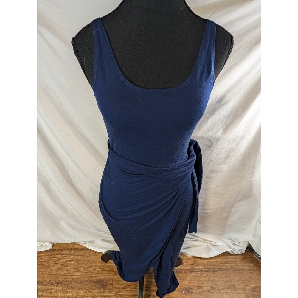 reformation Kaila jersey wrap dress XS Navy Blue Preppy Minimalist Classic